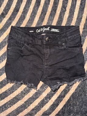 Cat & Jack Black Super Stretch Frayed Hem Jean Shorts